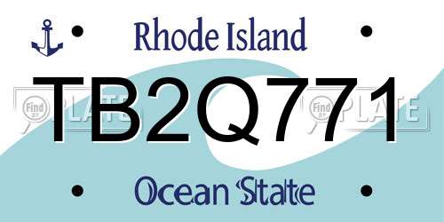 TB2Q771 Rhode Island License Plate