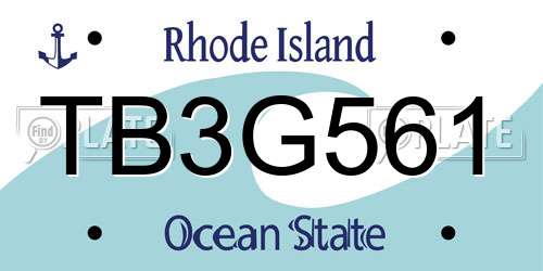 TB3G561 Rhode Island License Plate