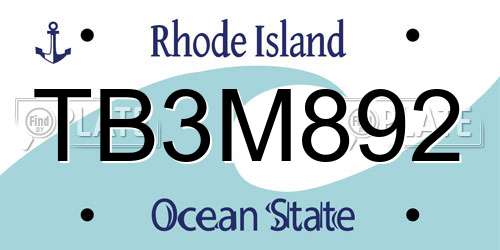TB3M892 Rhode Island License Plate