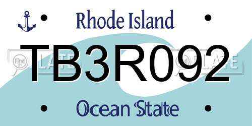 TB3R092 Rhode Island License Plate