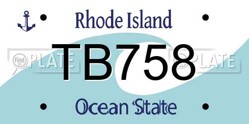 TB758 Rhode Island License Plate