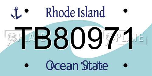 TB80971 Rhode Island License Plate