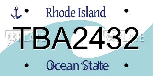 TBA2432 Rhode Island License Plate