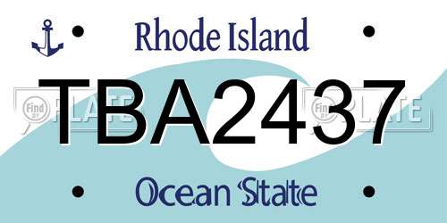 TBA2437 Rhode Island License Plate