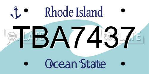 TBA7437 Rhode Island License Plate