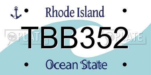 TBB352 Rhode Island License Plate
