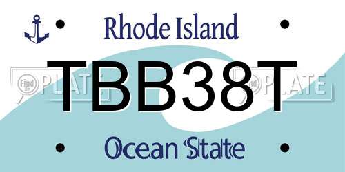 TBB38T Rhode Island License Plate