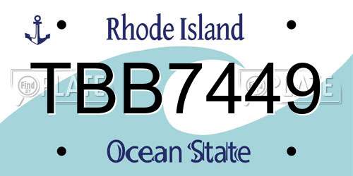 TBB7449 Rhode Island License Plate