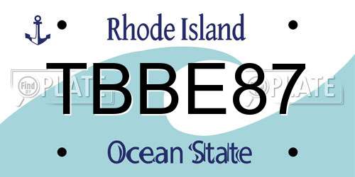 TBBE87 Rhode Island License Plate
