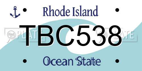 TBC538 Rhode Island License Plate