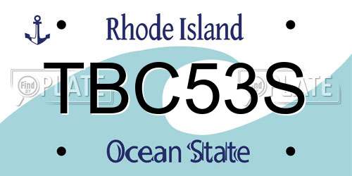 TBC53S Rhode Island License Plate