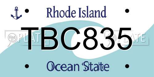 TBC835 Rhode Island License Plate
