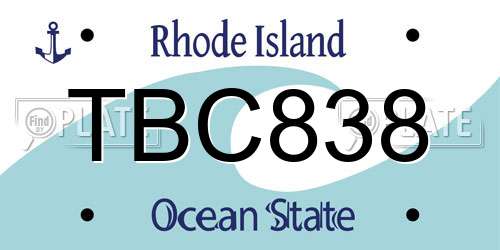 TBC838 Rhode Island License Plate