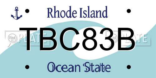 TBC83B Rhode Island License Plate