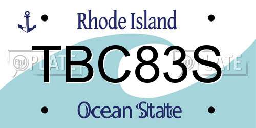 TBC83S Rhode Island License Plate