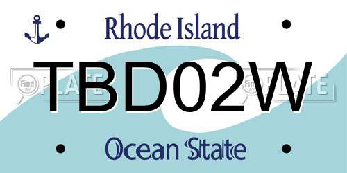 TBD02W Rhode Island License Plate