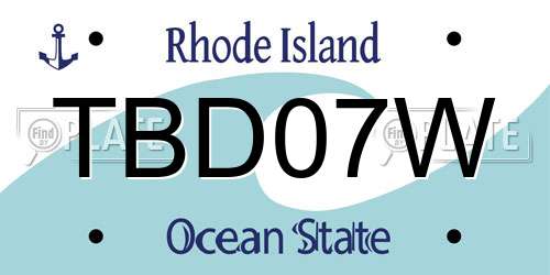 TBD07W Rhode Island License Plate