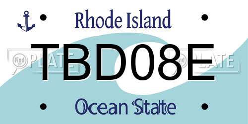 TBD08E Rhode Island License Plate