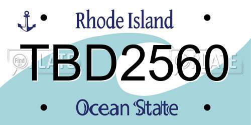 TBD2560 Rhode Island License Plate