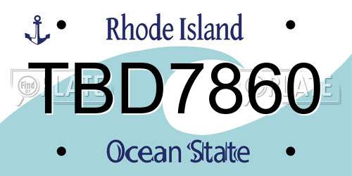 TBD7860 Rhode Island License Plate