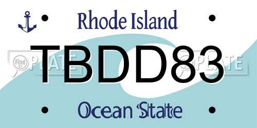 TBDD83 Rhode Island License Plate