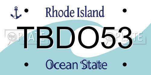 TBDO53 Rhode Island License Plate
