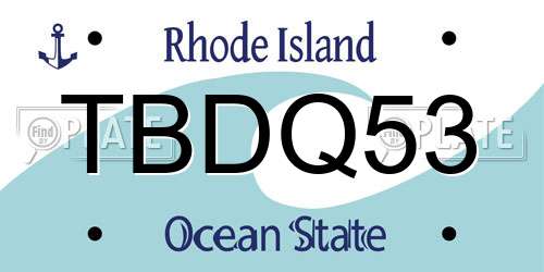 TBDQ53 Rhode Island License Plate