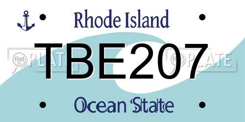 TBE207 Rhode Island License Plate