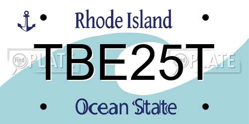 TBE25T Rhode Island License Plate