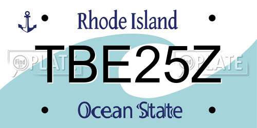 TBE25Z Rhode Island License Plate