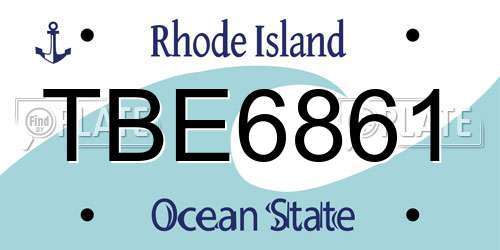TBE6861 Rhode Island License Plate