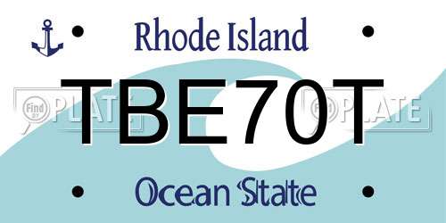 TBE70T Rhode Island License Plate