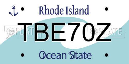 TBE70Z Rhode Island License Plate