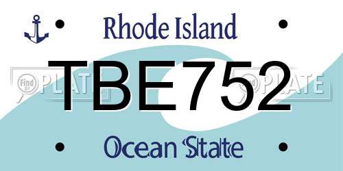 TBE752 Rhode Island License Plate