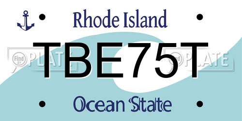 TBE75T Rhode Island License Plate