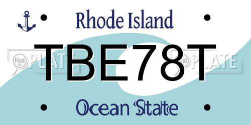 TBE78T Rhode Island License Plate