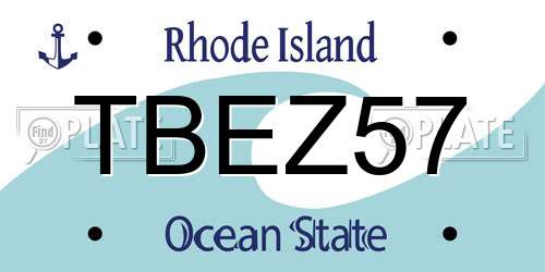 TBEZ57 Rhode Island License Plate