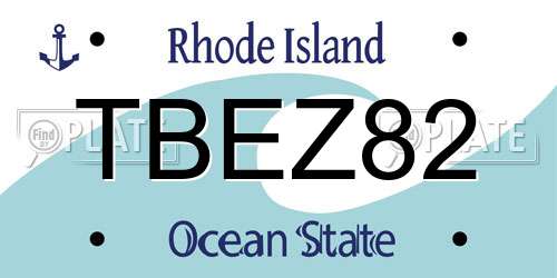 TBEZ82 Rhode Island License Plate