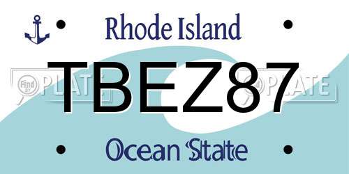 TBEZ87 Rhode Island License Plate