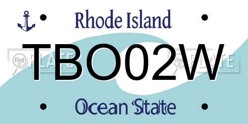 TBO02W Rhode Island License Plate