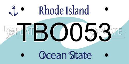 TBO053 Rhode Island License Plate