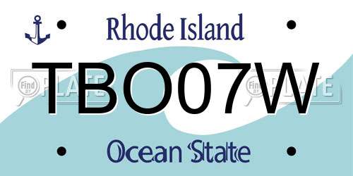 TBO07W Rhode Island License Plate