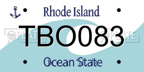 TBO083 Rhode Island License Plate