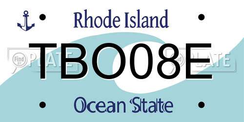 TBO08E Rhode Island License Plate
