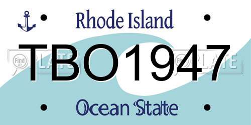TBO1947 Rhode Island License Plate
