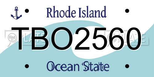TBO2560 Rhode Island License Plate