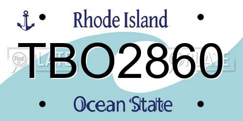 TBO2860 Rhode Island License Plate