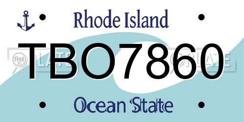 TBO7860 Rhode Island License Plate