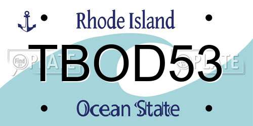 TBOD53 Rhode Island License Plate
