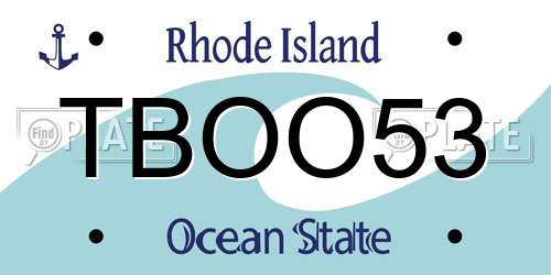 TBOO53 Rhode Island License Plate